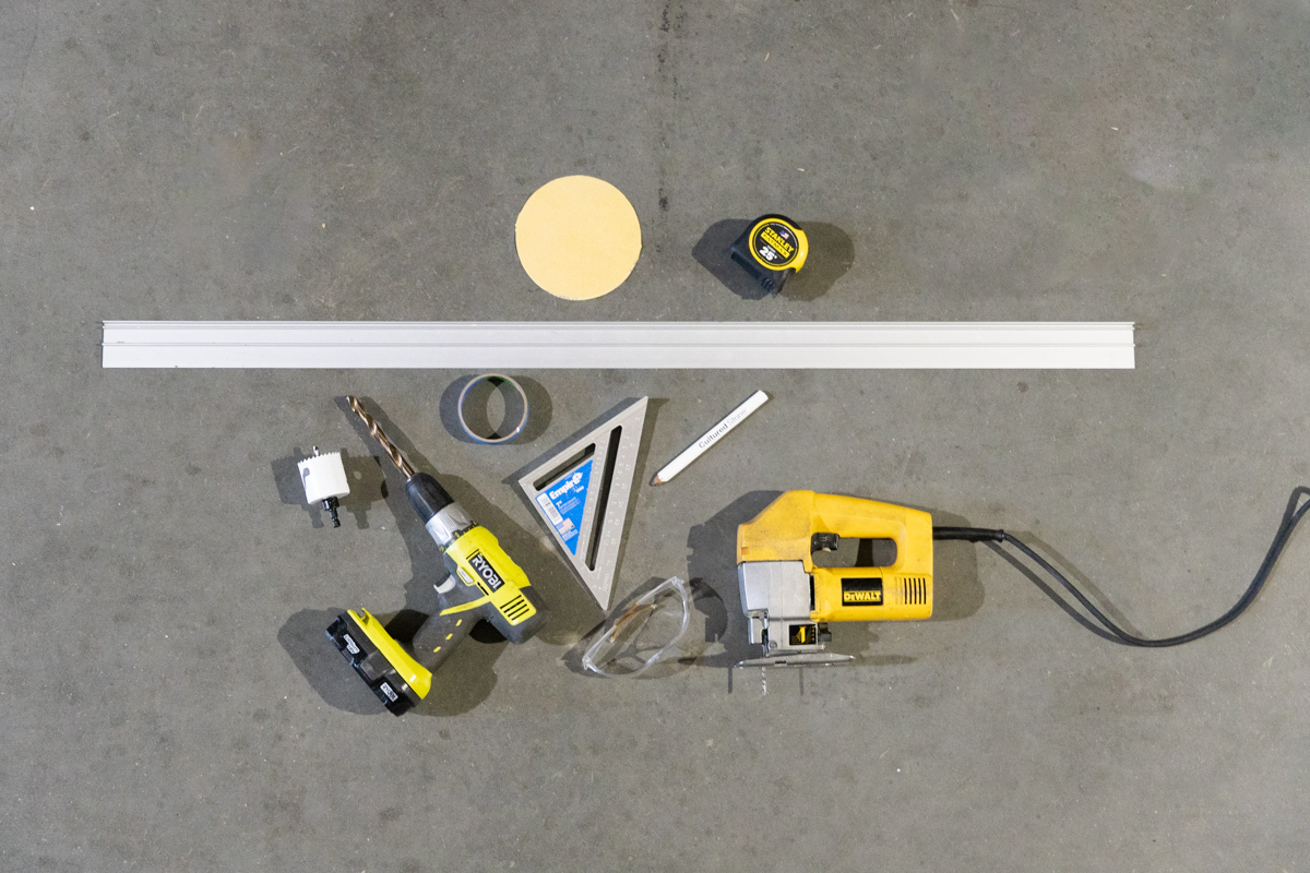 Tools needed to cut holes in a coffee cart countertop