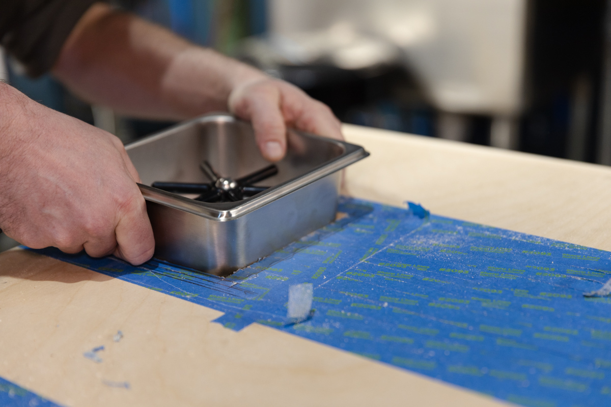 Test fitting equipment into countertop cutout