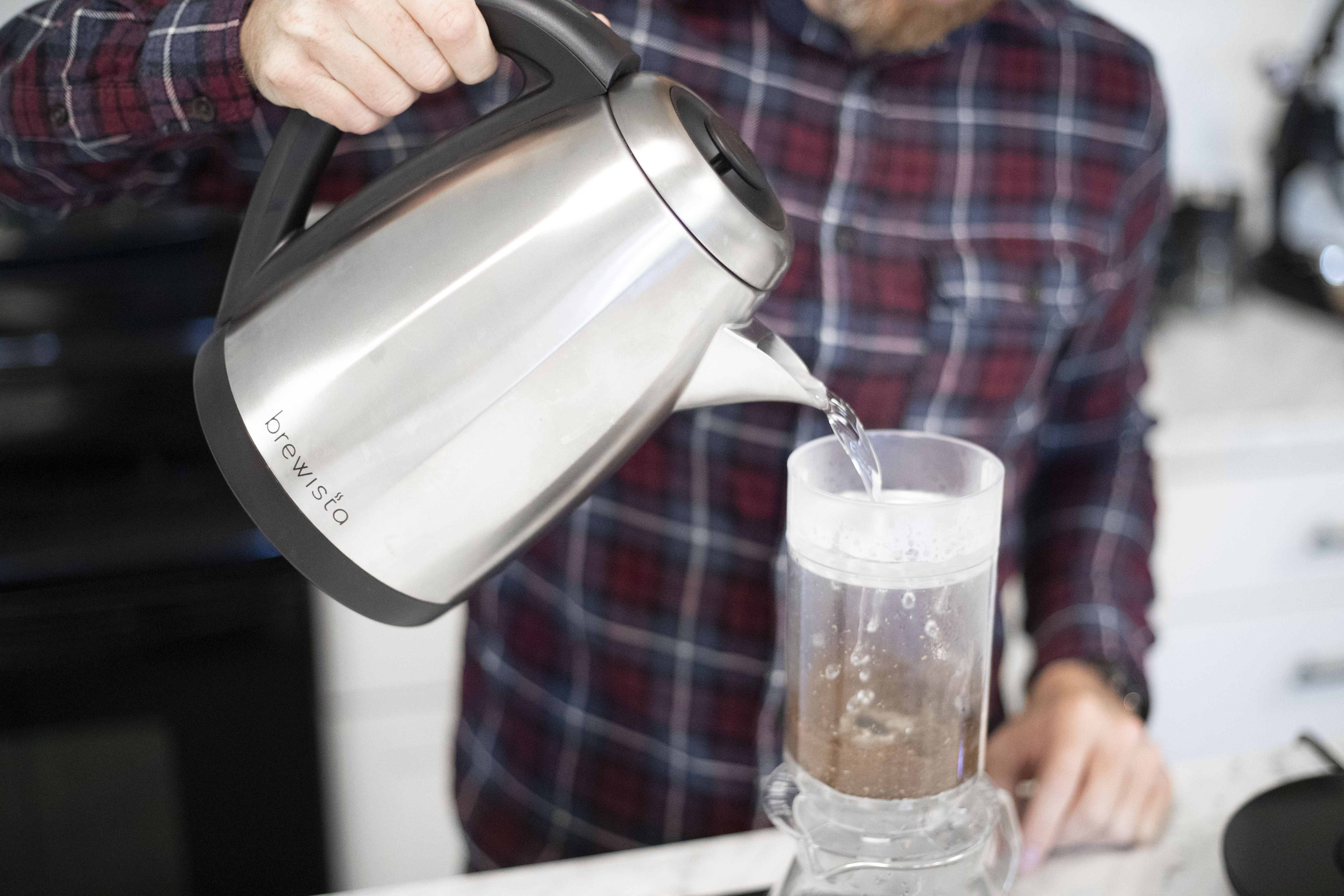 Pouring with the Brewista V-Spout Electric Kettle