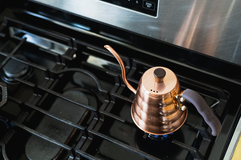 Copper Kettle on gas stove