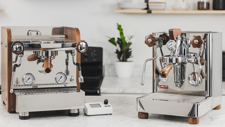 El Rocio Zarre and Lelit Bianca espresso machines on a counter