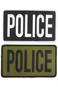 POLICE N UNIT EMB PATCHES 3X11 & 3X6 HOOK ON BACK NAVY AN OD
