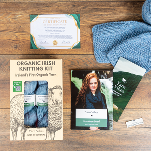 Yarn Vibes 100% Organic Irish Knitting Kit: Liam Aran Scarf