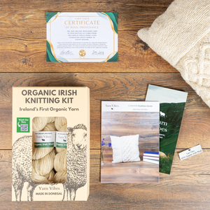 Yarn Vibes 100% Organic Irish Knitting Kit: Cuimhne Cushion Cover