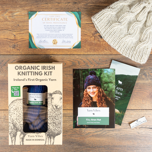 Yarn Vibes 100% Organic Irish Knitting Kit: Riley Aran Hat