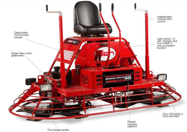 8 Foot Diesel Powered Power Steering Riding Trowel Machines Rental