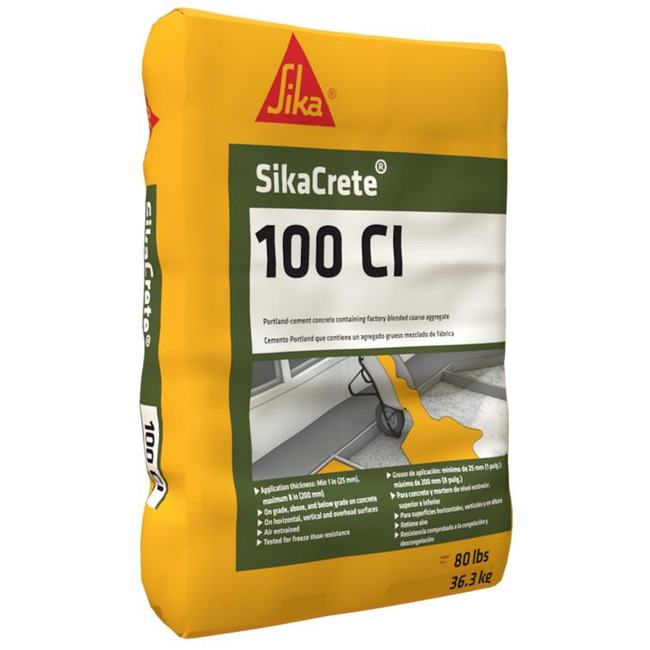  Sikacrete 100 CI Pumpable and Pourable Concrete Mix, 80lb Bag 