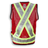 Red Cotton Surveyor Safety Vest Full Mesh Back