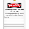 Danger  Electric Work Being Performed Tag - Lockout