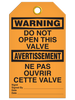 Bilingual Warning Â Do Not Open This Valve