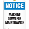 Notice  Machine Down For Maintenance Tag