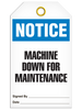 Notice  Machine Down For Maintenance Tag