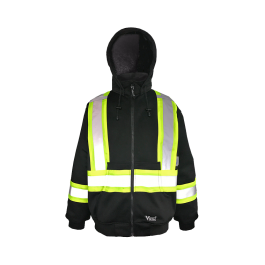 Safety Fleece Hoodies, 2 Front Storage Pockets, Reflective Chest  Strap - Black  | Viking Outwears