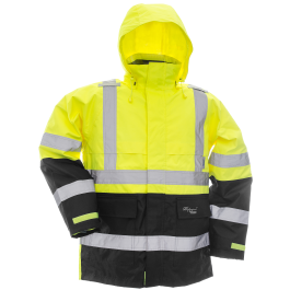 Safety Jacket w/ Removable Hood, D-Ring Access - Fluorescent Green Only  | Viking Outwears