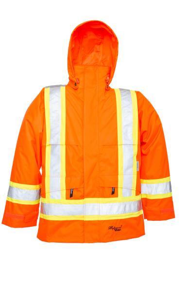 Safety Jacket  w/ Zip Slash Pockets - Fluorescent Orange  | Viking Outwears