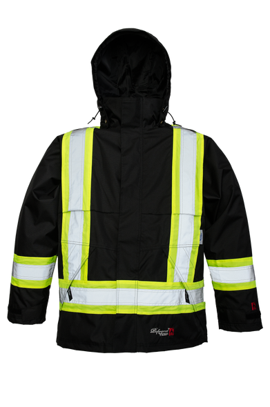 Hooded Safey Jacket w/Zip Slash Pockets, - Black  | Viking Outwears