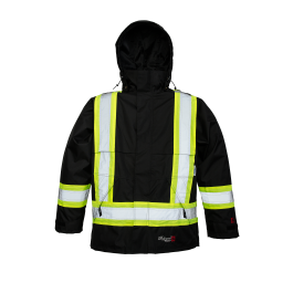 Hooded Safey Jacket w/Zip Slash Pockets, - Black  | Viking Outwears