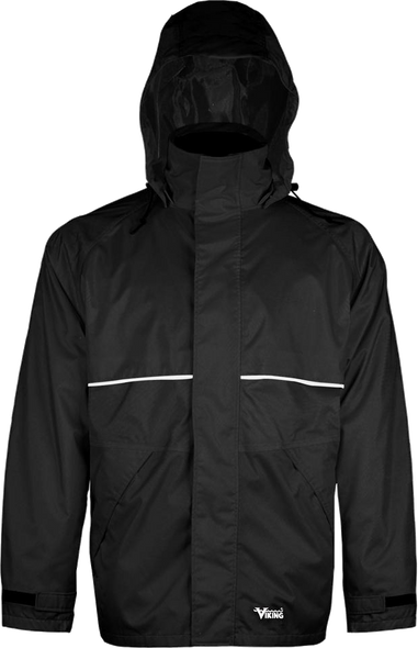 Hooded Jacket, Zip Slash Pockets - Black   | Viking Outwears