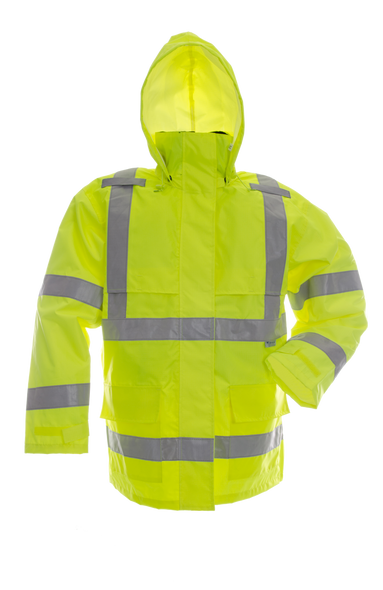 Hooded Safety Jacket - Fluorescent Green  | Viking Outwears