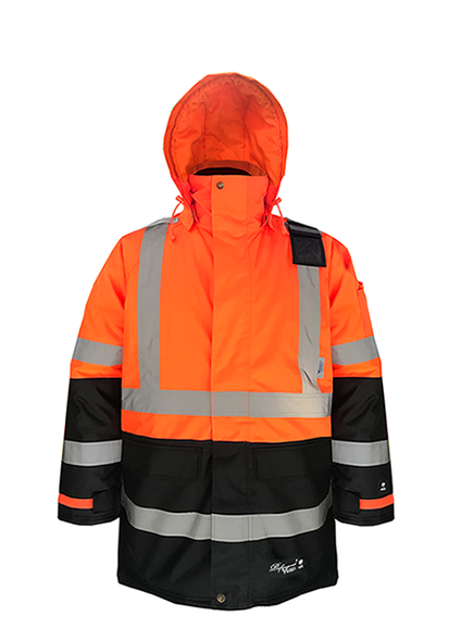 ThermoMAXX® Insulated 34" Long Hooded Safety Parka - Fluorescent Orange  | Viking Outwears