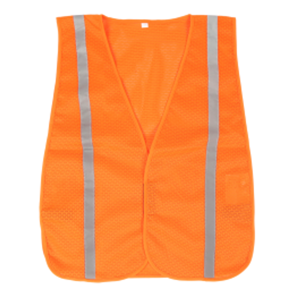 Basic Safety Vest w/ Color Match Trim, Front Hook & Loop Closure - Fluorescent Orange | Viking Outwear