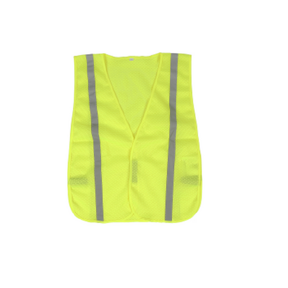Basic Safety Vest w/ Color Match Trim, Front Hook & Loop Closure - Fluorescent Green | Viking Outwear