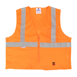 Mesh Safety Vest, Front Zipper Closure - Fluorescent Orange | Viking Outwear