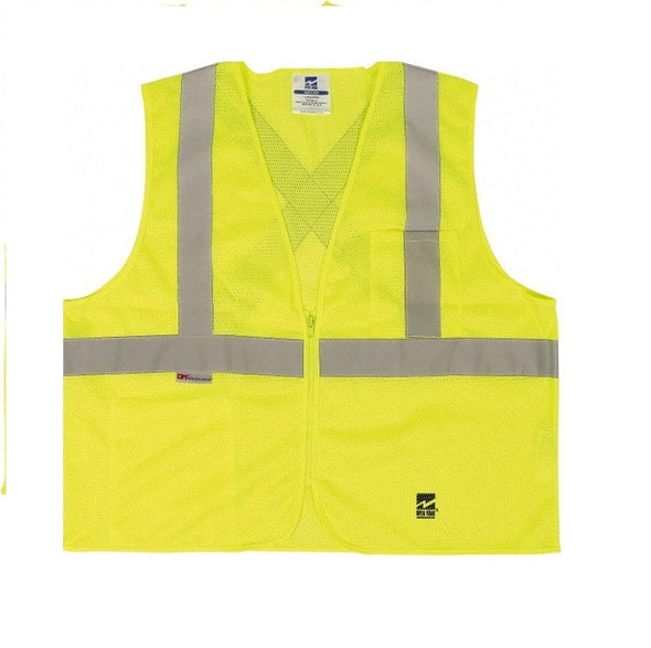 Mesh Safety Vest, Front Zipper Closure - Fluorescent Green