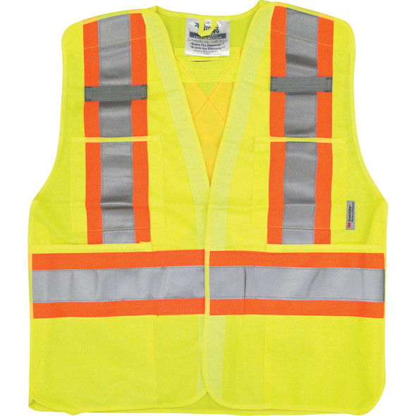 Safety Vest, 4 Pockets, D-Ring Access - Fluorescent Green | Viking Outwear