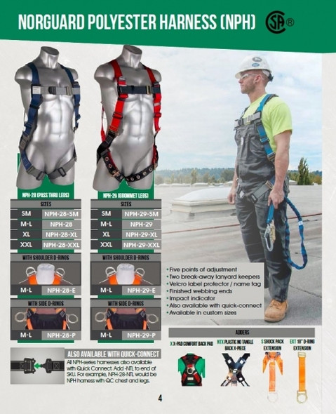 Norguard polyester harness w/ pass-thru legs & back d-ring | Back D-ring