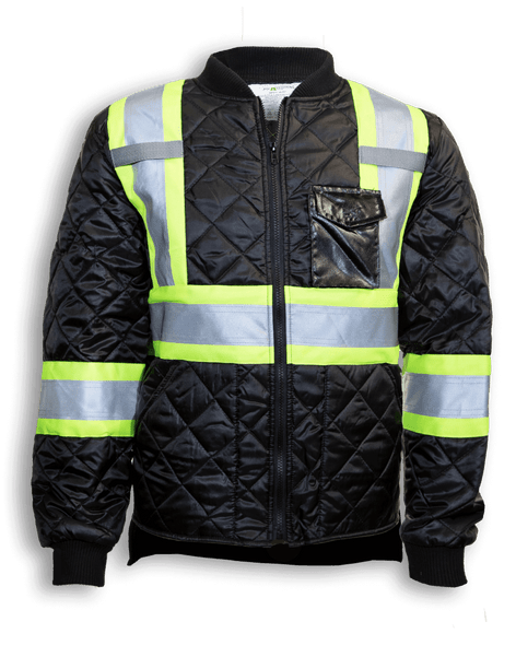 Black Quilt Polyester Traffic Safety Jacket