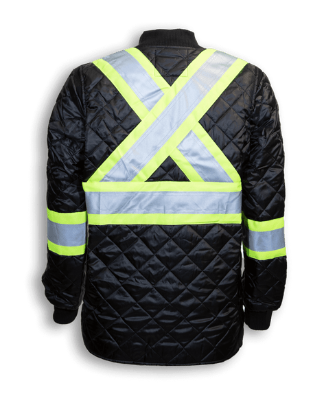 Black Quilt Polyester Traffic Safety Jacket