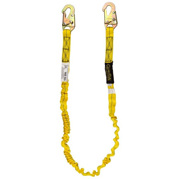 6' POY Energy Absorbing Lanyard, Single Leg, Lime Green with Steel Snaps