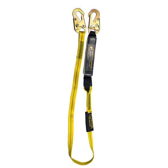 6' External Energy Absorbing Lanyard, Single Leg, Yellow with Steel Snap Hook