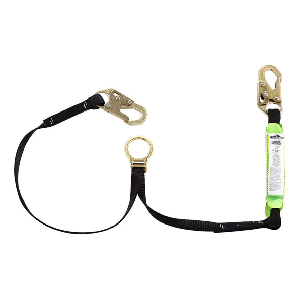 Shock Absorbing Lanyards - Tear Pack 1" Webbing -  Single Leg - Weight Capacity 130 to 310 Lbs - 6' - Adjustable