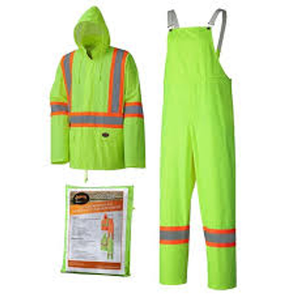 Hi-Viz Lightweight Waterproof Oxford PVC 2-PC Rain Suit  | Pioneer