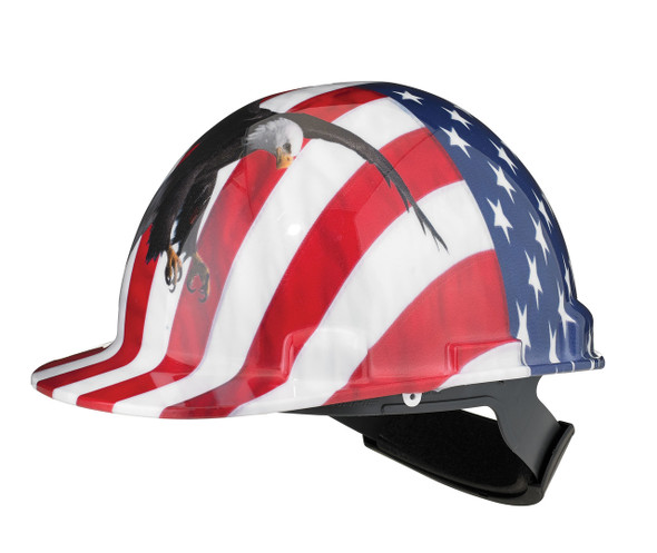 Stromboli Hard Hat with Type 2 Rachet Bald Eagel on US Flag Graphics | CSA, Type 1 | Dynamic