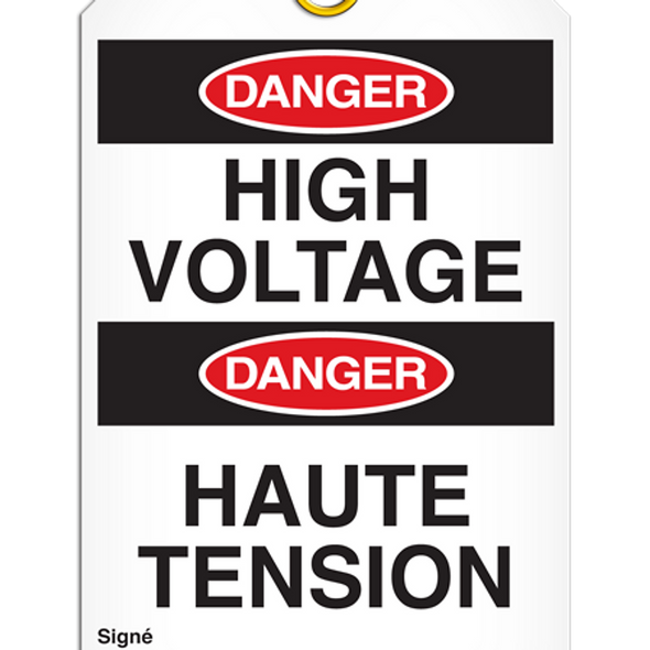Bilingual Danger Â High Voltage Tag