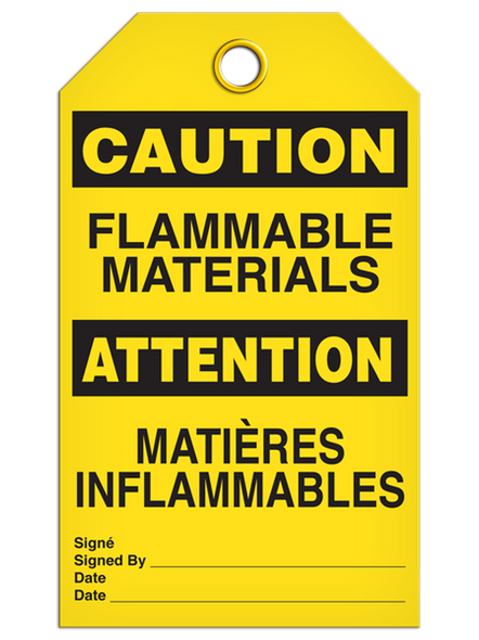 Bilingual Caution Â Flammable Materials