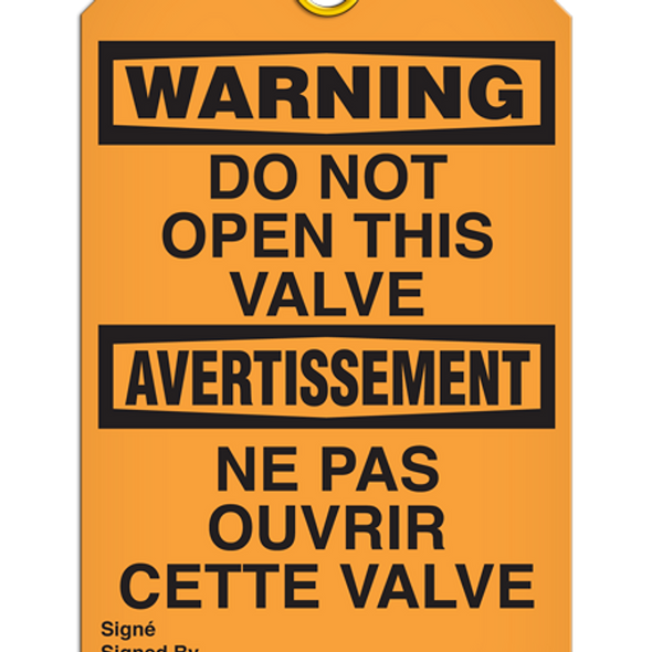 Bilingual Warning Â Do Not Open This Valve