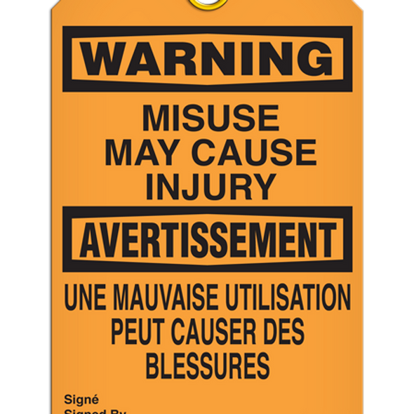 Bilingual Warning Â Misuse May Cause Injury