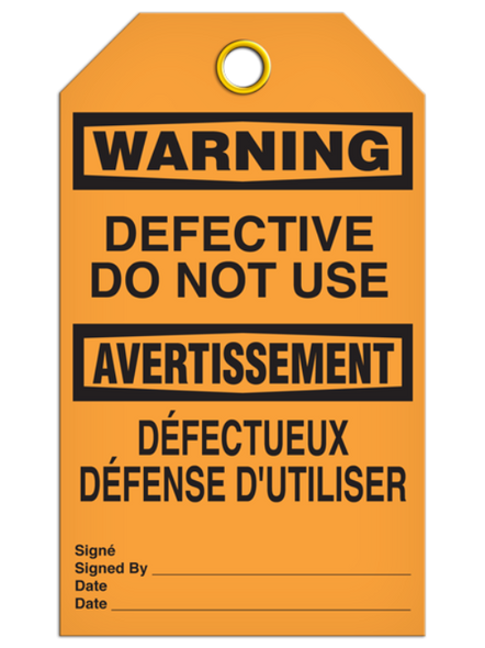 Bilingual Warning Â Defective Do Notuse