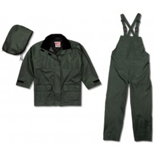 3 Piece Suit Jacket with Removable Hood, Corduroy Collar, Bib Pants - Forest Green | Viking Outwear