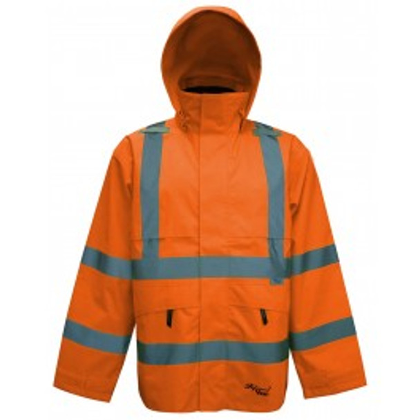 Safety Jacket w/ Removable Hood, D-Ring Access - Fluorescent Orange  | Viking Outwears