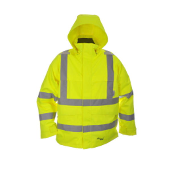 Safety Jacket w/ Removable Hood - D-Ring Access - Fluorescent Green  | Viking Outwears