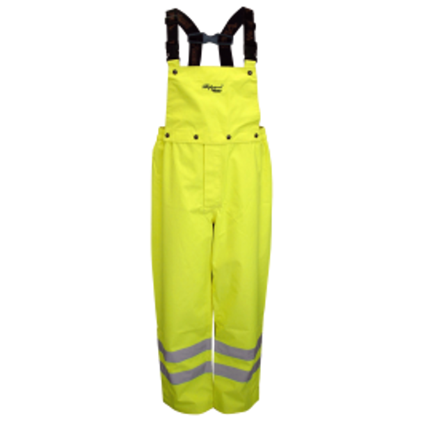Detachable Bib Safety Pants, Ripstop Material - Fluorescent Green  | Viking Outwears