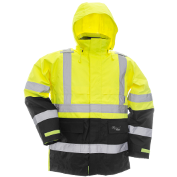 Safety Jacket w/ Removable Hood, D-Ring Access - Fluorescent Green Only  | Viking Outwears