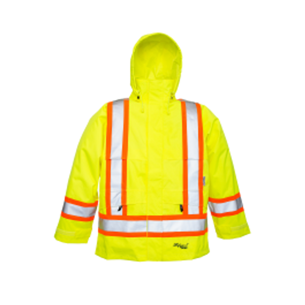 Safety Jacket  w/ Zip Slash Pockets - Fluorescent Green  | Viking Outwears