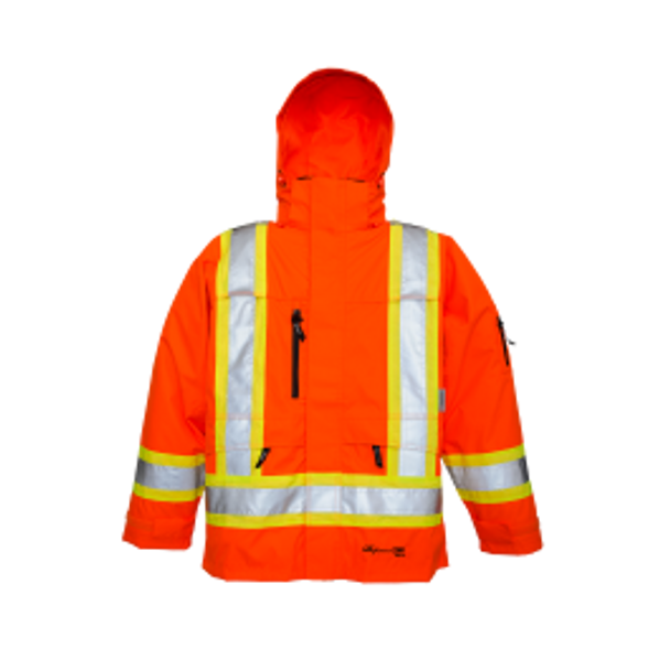 Waterproof/Breathable Safety Jacket - Zip Slash Pockets - Fluorescent Orange  | Viking Outwears