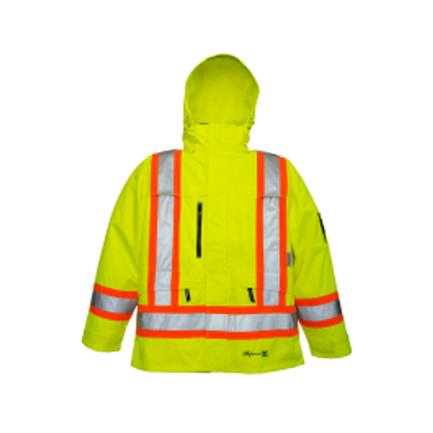 Waterproof/Breathable Safety Jacket - Zip Slash Pockets - Fluorescent Green  | Viking Outwears